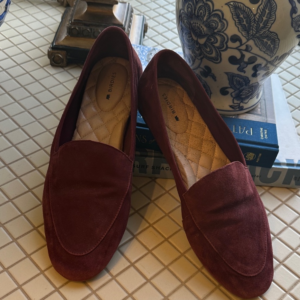 Birdies Women's Deep Red Suede Loafers